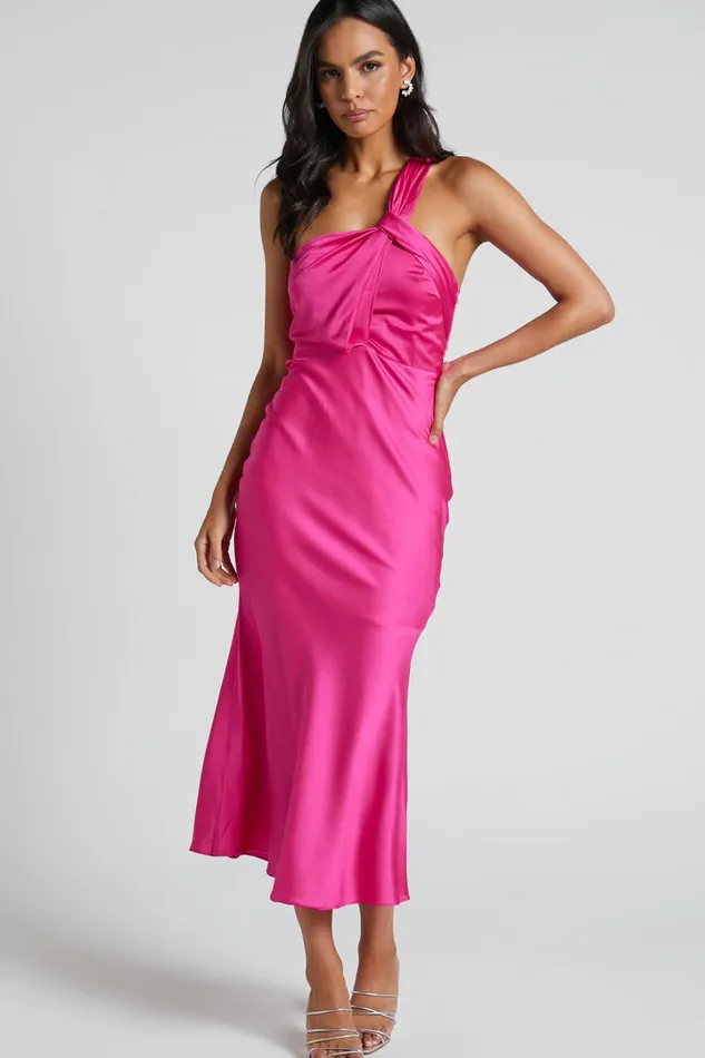 Carmella Midi Dress 8211 One Shoulder Twist Detail Dress In Fuchsia Women Showpo Dresses Carmella Midi Dress 8211 One Shoulder Twist Detail Dress In Fuchsia Women Showpo Dresses