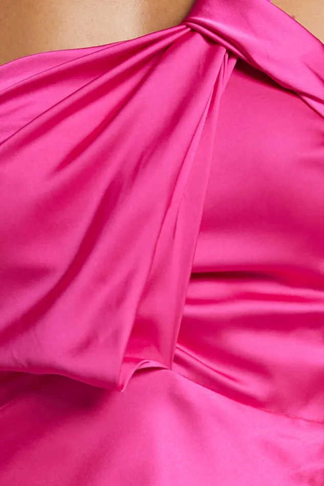 Carmella Midi Dress 8211 One Shoulder Twist Detail Dress In Fuchsia Women Showpo Dresses