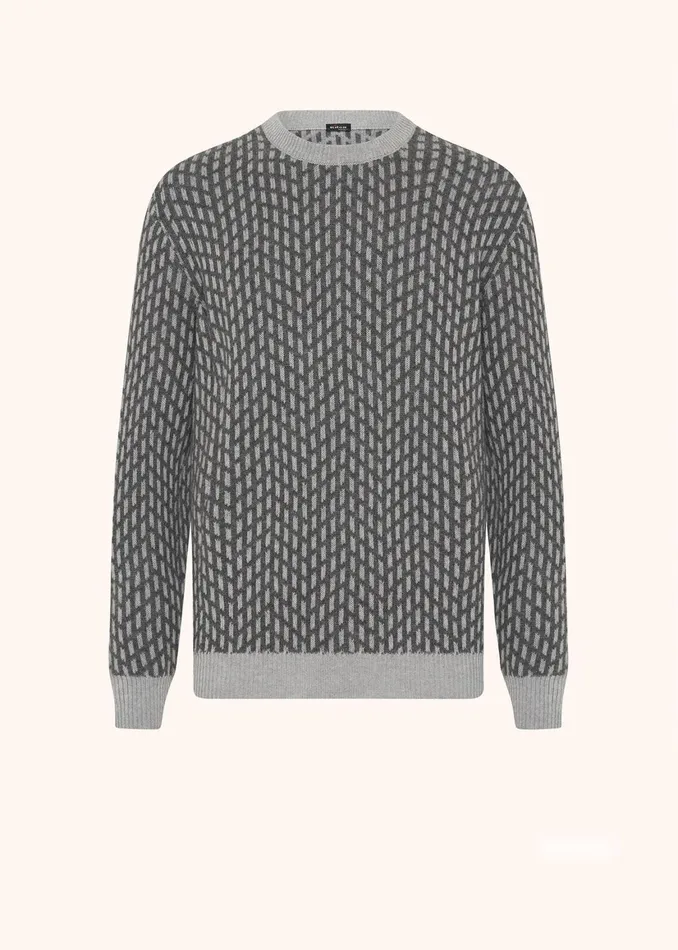 CASHMERE JUMPER WITH JACQUARD PATTERN Men Kiton Knitwear