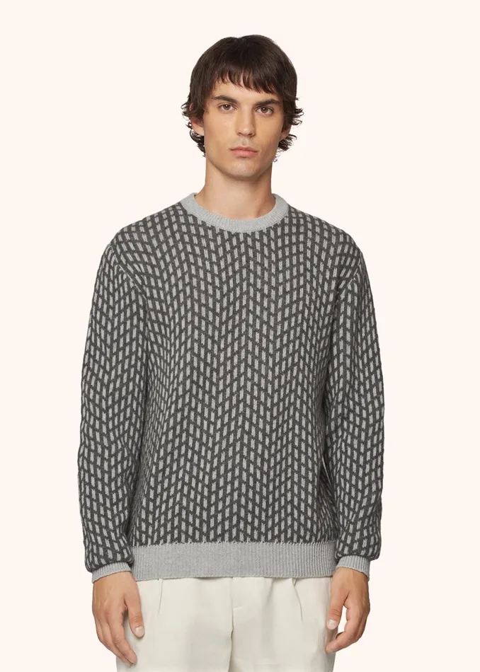 CASHMERE JUMPER WITH JACQUARD PATTERN Men Kiton Knitwear CASHMERE JUMPER WITH JACQUARD PATTERN Men Kiton Knitwear
