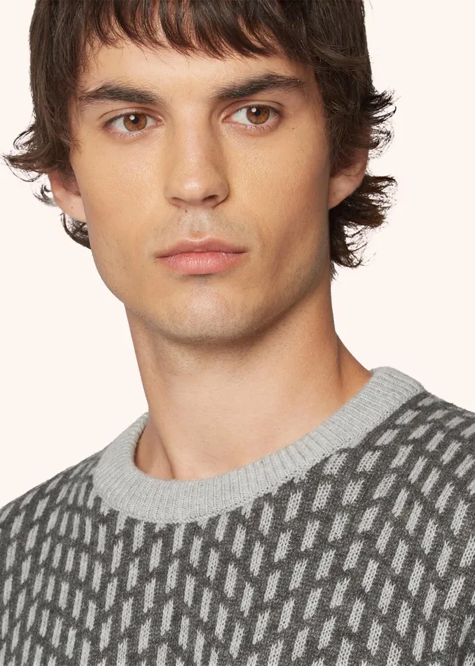 CASHMERE JUMPER WITH JACQUARD PATTERN Men Kiton Knitwear CASHMERE JUMPER WITH JACQUARD PATTERN Men Kiton Knitwear