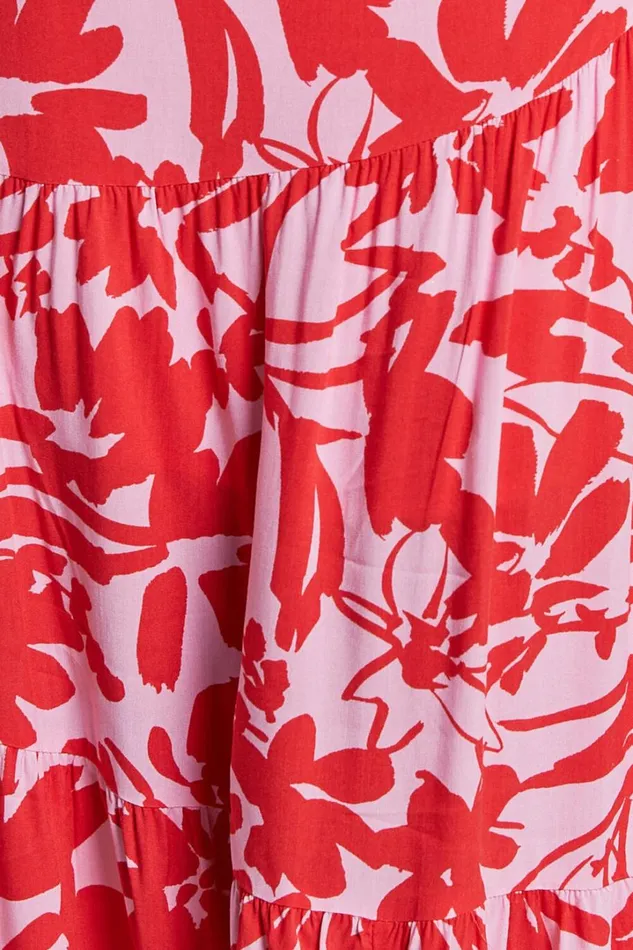 Cecelia Midi Dress 8211 Plunge Neck Puff Sleeve Patterned Dress In Pink Shadow Floral Women Showpo Dresses