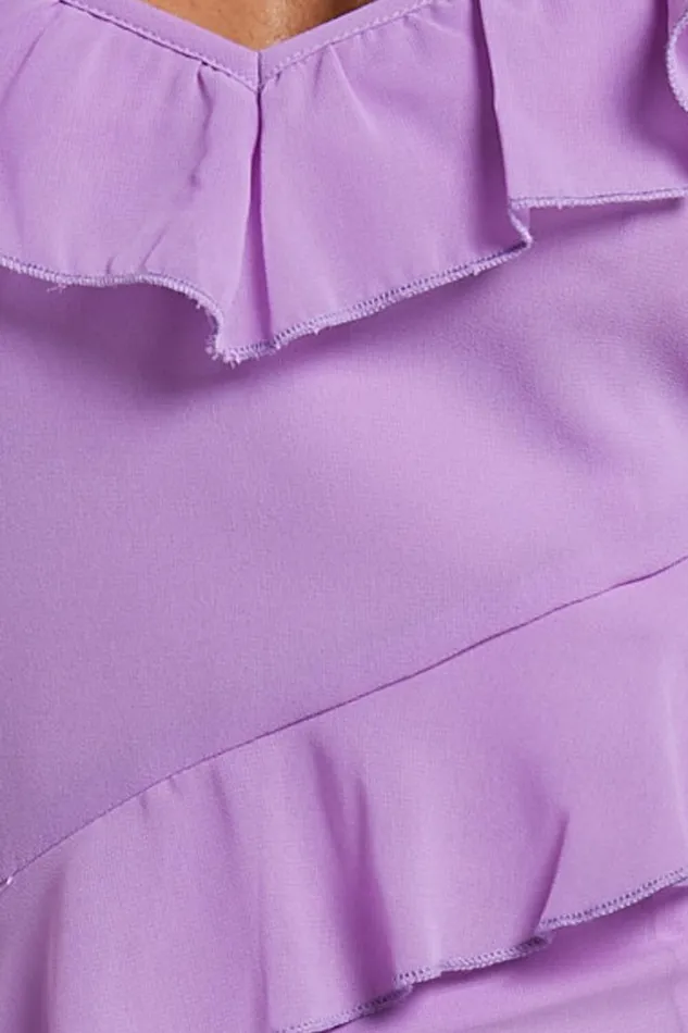 Celaya Maxi Dress 8211 Strappy V Neck Off Shoulder Tiered Frill Detail In Lilac Women Showpo Dresses