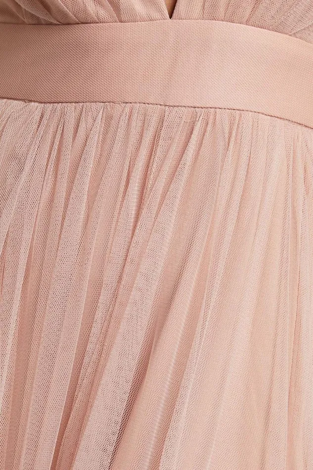Celebrate Tonight Maxi Dress 8211 Plunge Neck Tulle Dress In Blush Women Showpo Dresses