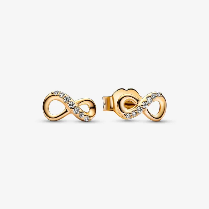 Chain Necklaces Women Pandora Sparkling Infinity Stud Earrings Necklace and Ring Set