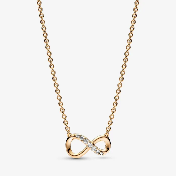 Chain Necklaces Women Pandora Sparkling Infinity Stud Earrings Necklace and Ring Set