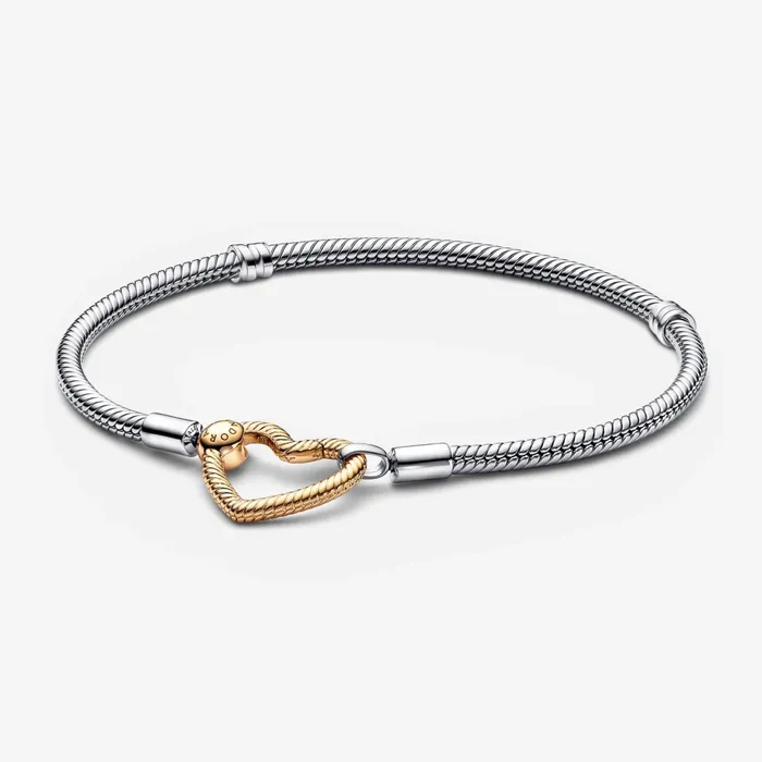 Chains Women Pandora Online Moments Heart Closure Snake Chain Bracelet Twotone