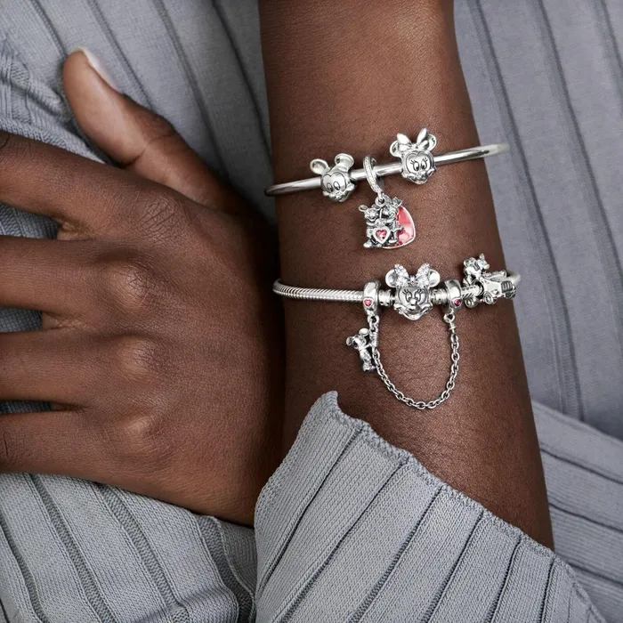 Charm Bracelets Women Pandora Disney Pandora Moments Pav Minnie Mouse Clasp Snake Chain Bracelet