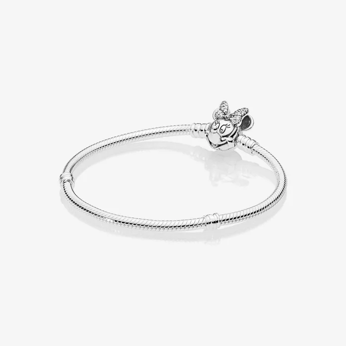 Charm Bracelets Women Pandora Disney Pandora Moments Pav Minnie Mouse Clasp Snake Chain Bracelet