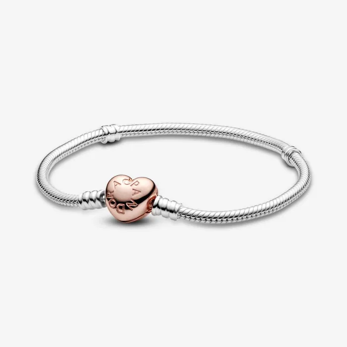 Charm Bracelets Women Pandora Online Moments Heart Clasp Snake Chain Bracelet Twotone