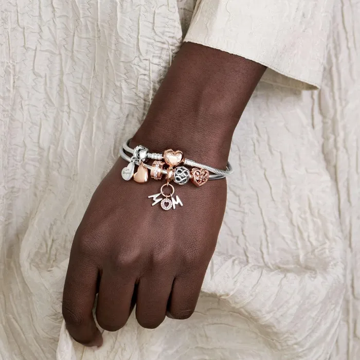 Charm Bracelets Women Pandora Online Moments Heart Clasp Snake Chain Bracelet Twotone