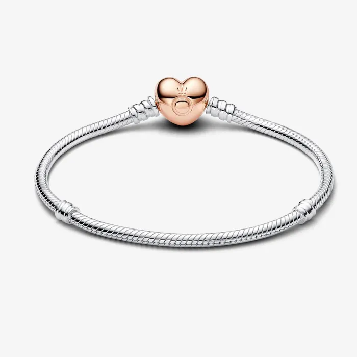 Charm Bracelets Women Pandora Online Moments Heart Clasp Snake Chain Bracelet Twotone