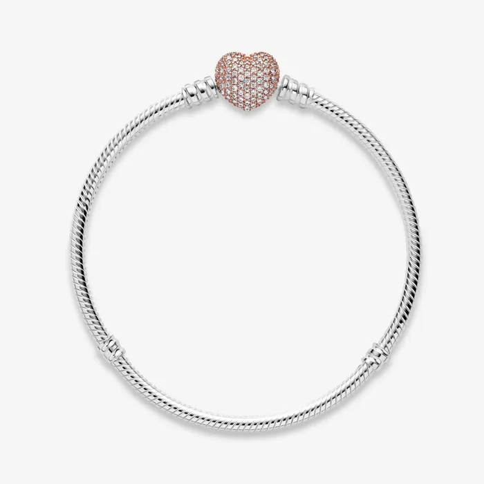 Charm Bracelets Women Pandora Online Moments Pav Heart Clasp Snake Chain Bracelet Twotone