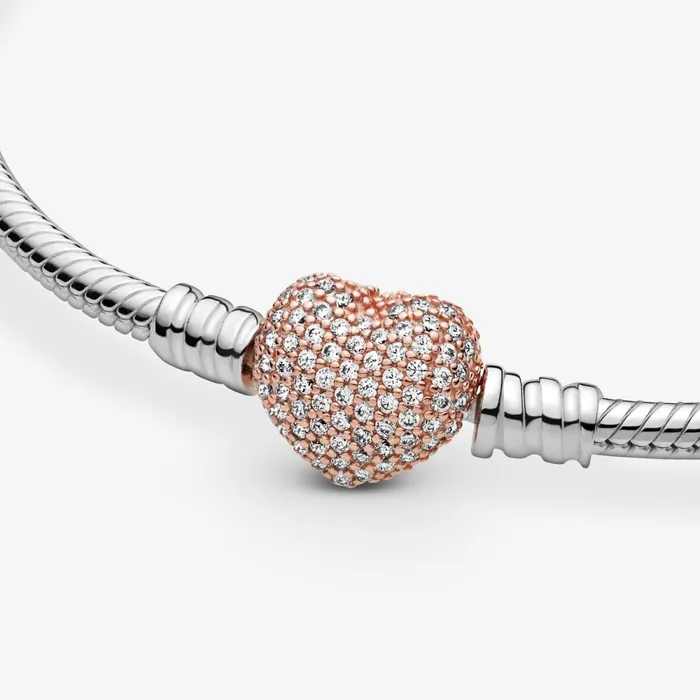Charm Bracelets Women Pandora Online Moments Pav Heart Clasp Snake Chain Bracelet Twotone