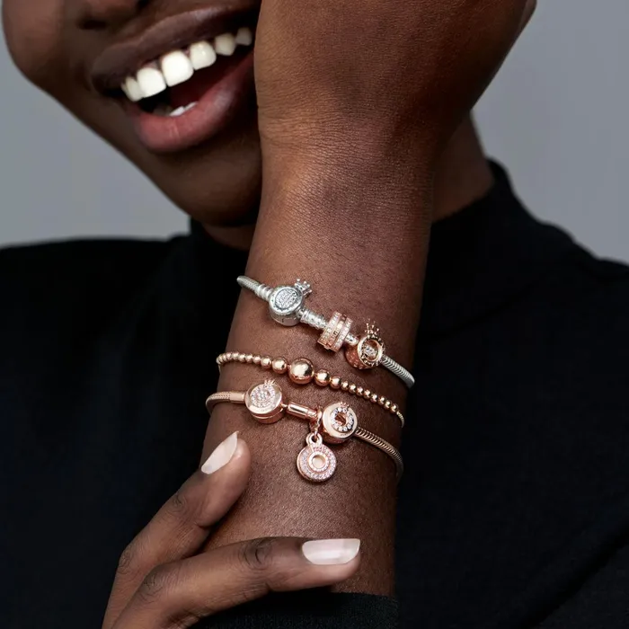 Charm Bracelets Women Pandora Online Moments Sparkling Crown O Snake Chain Bracelet Rose Gold Plated