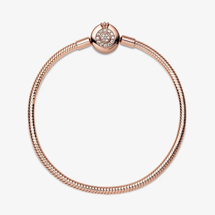 Charm Bracelets Women Pandora Online Moments Sparkling Crown O Snake Chain Bracelet Rose Gold Plated