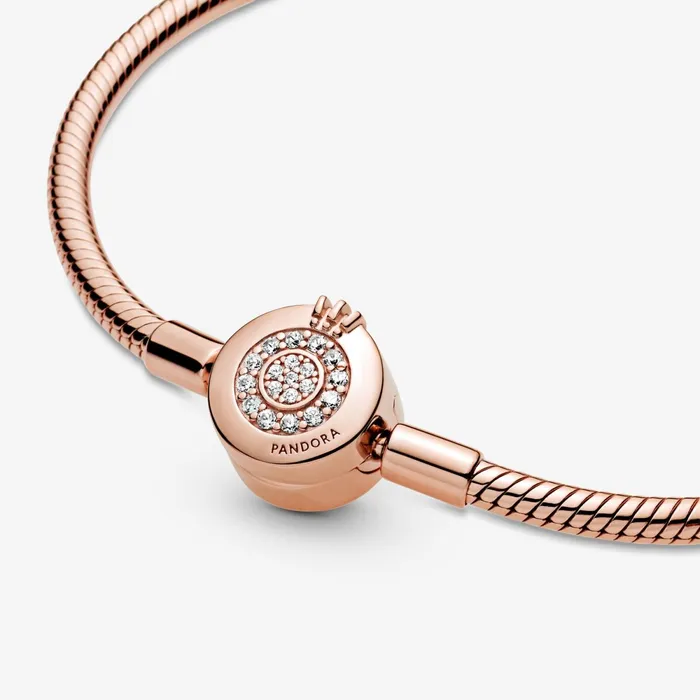 Charm Bracelets Women Pandora Online Moments Sparkling Crown O Snake Chain Bracelet Rose Gold Plated