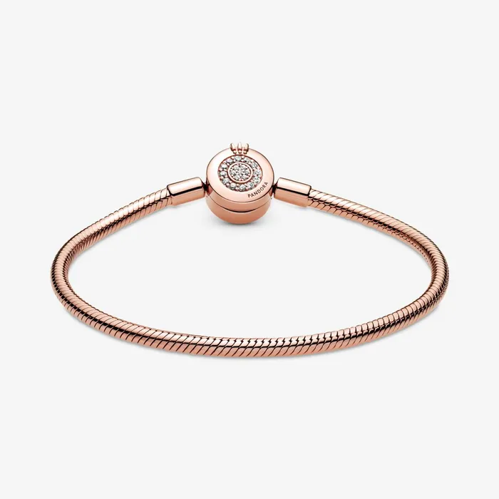 Charm Bracelets Women Pandora Online Moments Sparkling Crown O Snake Chain Bracelet Rose Gold Plated