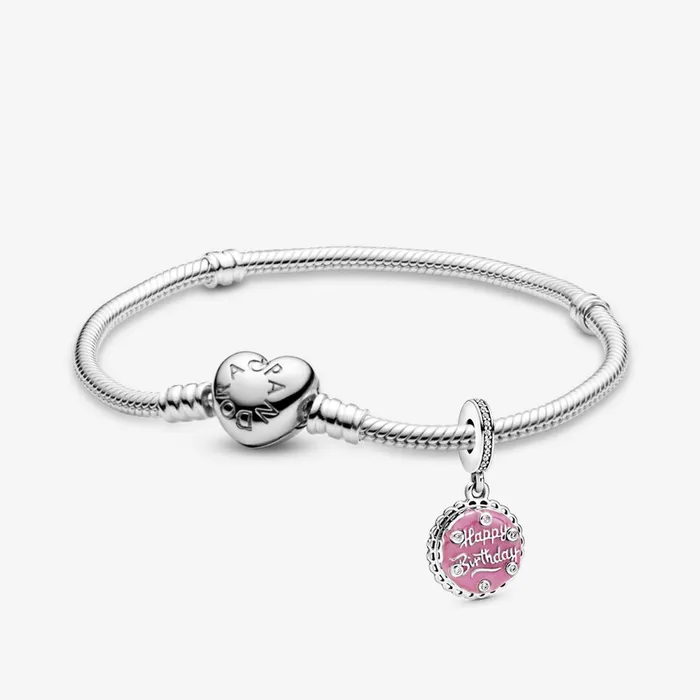 Charm Bracelets Women Pandora Pink Birthday Cake Bracelet Set