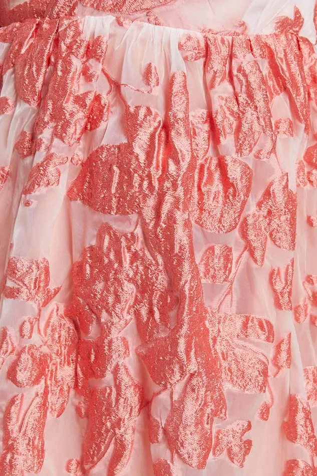 Charrie Mini Dress 8211 One Shoulder Puff Sleeve Dress In Peach Jacquard Women Showpo Dresses