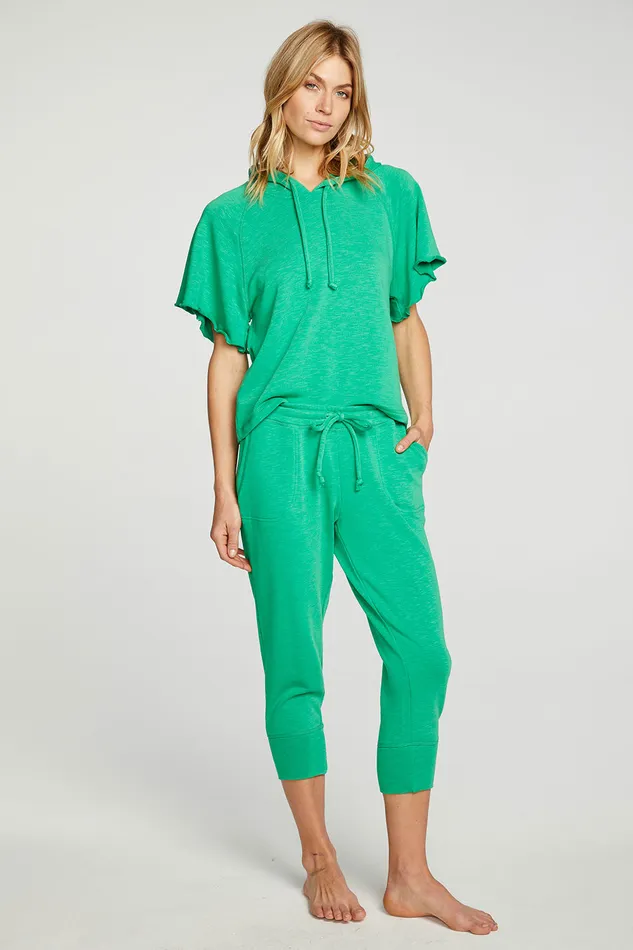 Chaser Brand Bottoms Womens Slub French Terry Cropped Extended Cuff Jogger