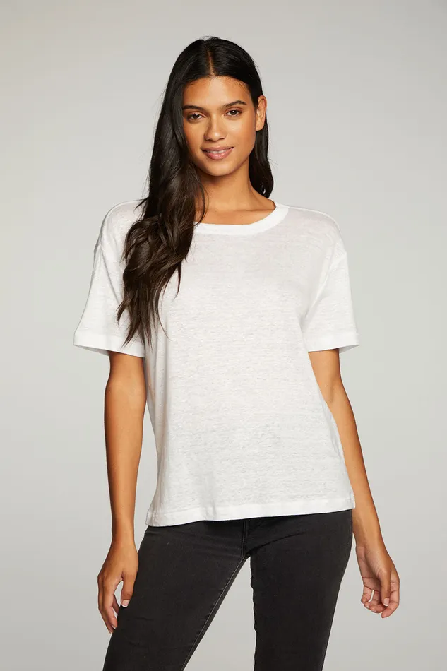 Chaser Brand Linen Jersey Short Sleeve Crew Neck Easy Tee Womens Tops