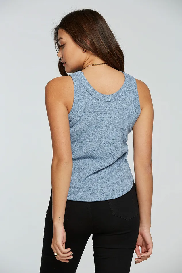 Chaser Brand Linen Rib Shirttail Racerback Tank Womens Tops