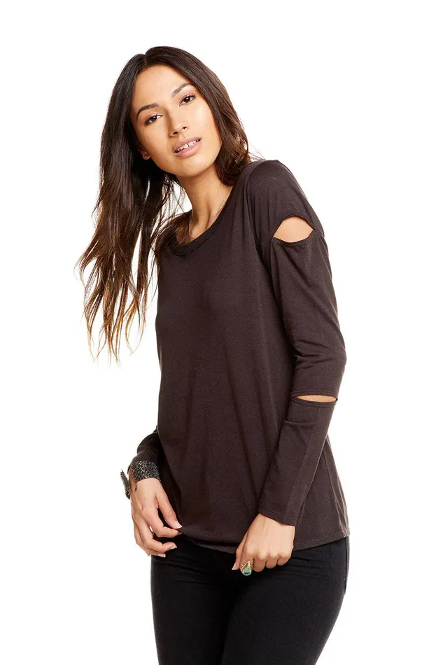 Chaser Brand Loungewear Womens VINTAGE JERSEY VENTED LS CREW NECK TEE