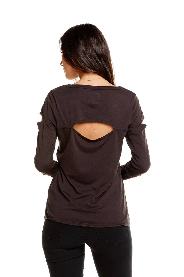 Chaser Brand Loungewear Womens VINTAGE JERSEY VENTED LS CREW NECK TEE