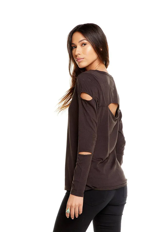 Chaser Brand Loungewear Womens VINTAGE JERSEY VENTED LS CREW NECK TEE