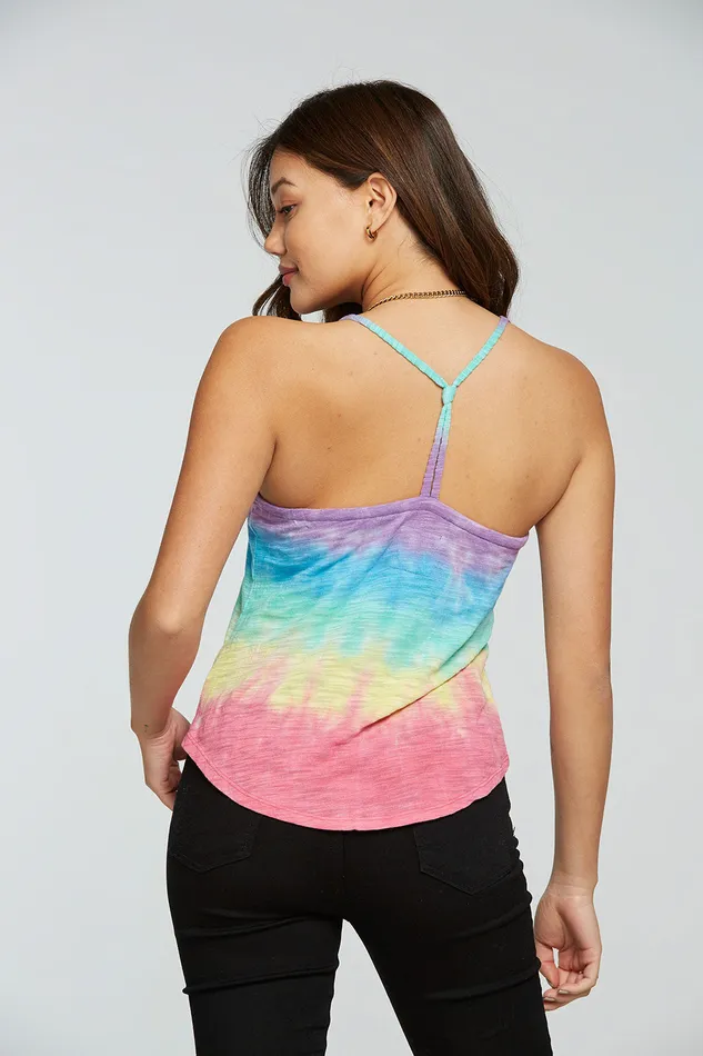 Chaser Brand Slub Jersey V Neck Knot Back Shirttail Cami Womens Tops
