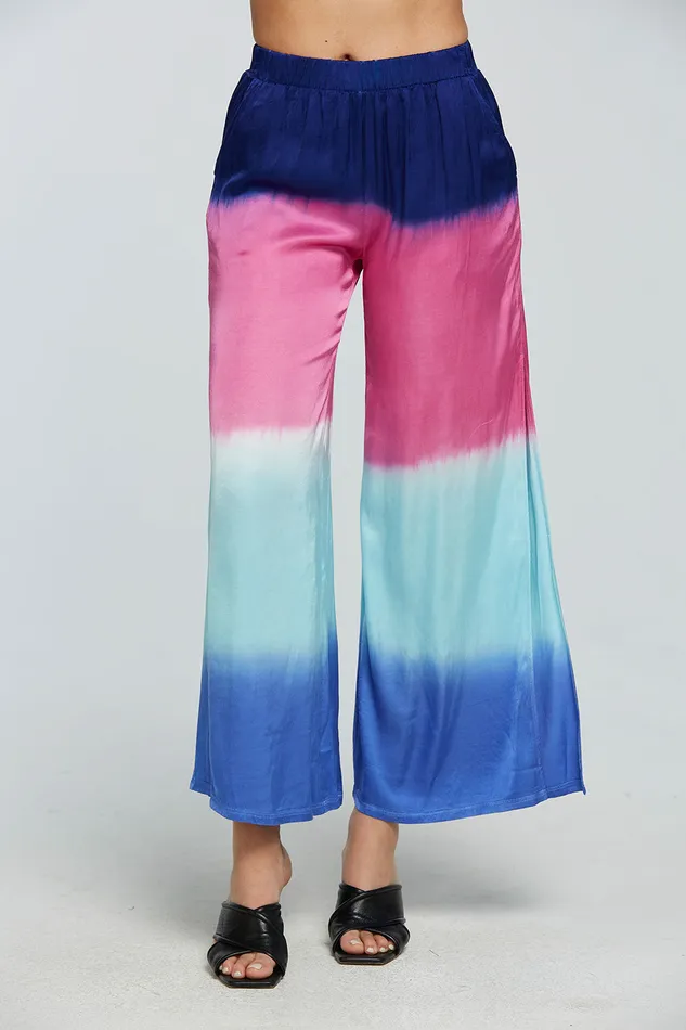 Chaser Brand Stretch Silky Basics Side Slit Wide Leg Pant Womens Bottoms