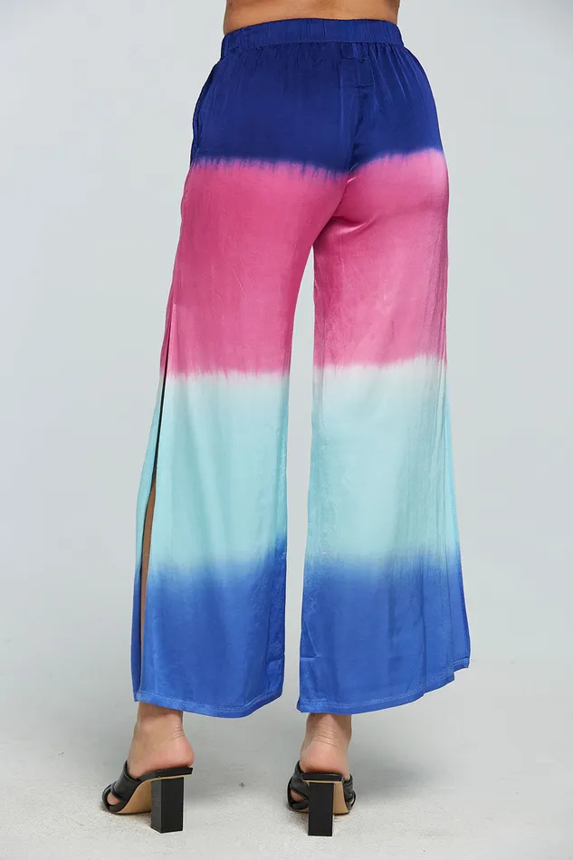 Chaser Brand Stretch Silky Basics Side Slit Wide Leg Pant Womens Bottoms