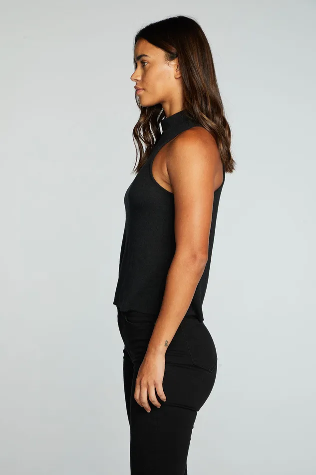 Chaser Brand Tops Womens Linen Rib Mock Neck Muscle Tank