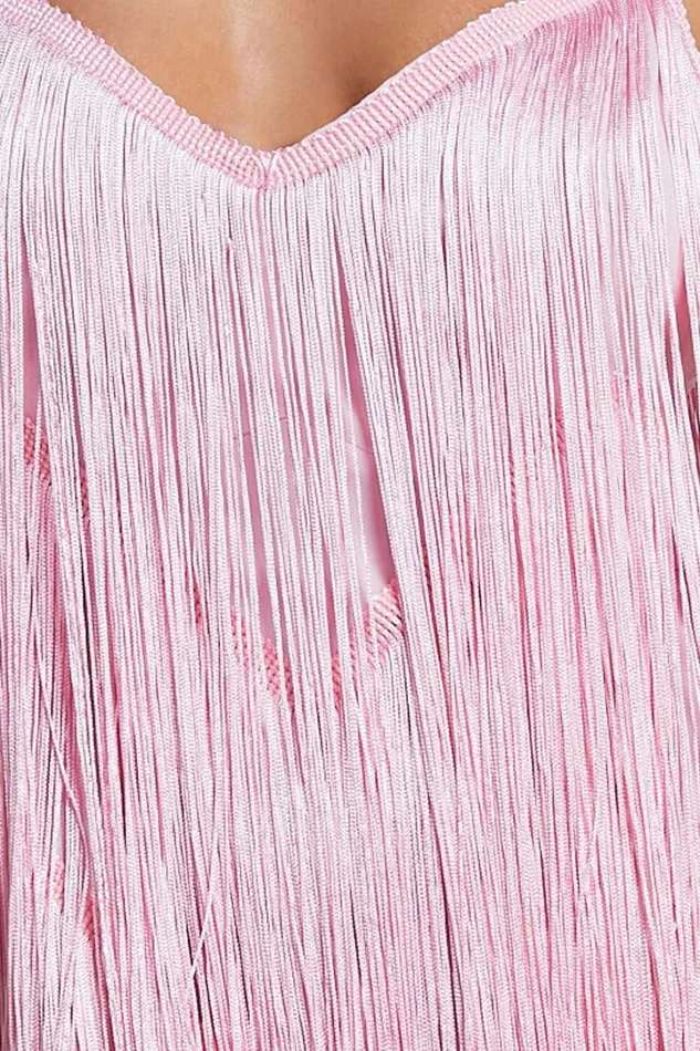 Cherika Midi Dress 8211 Zag Fringe Dress In Frost Pink Women Showpo Dresses