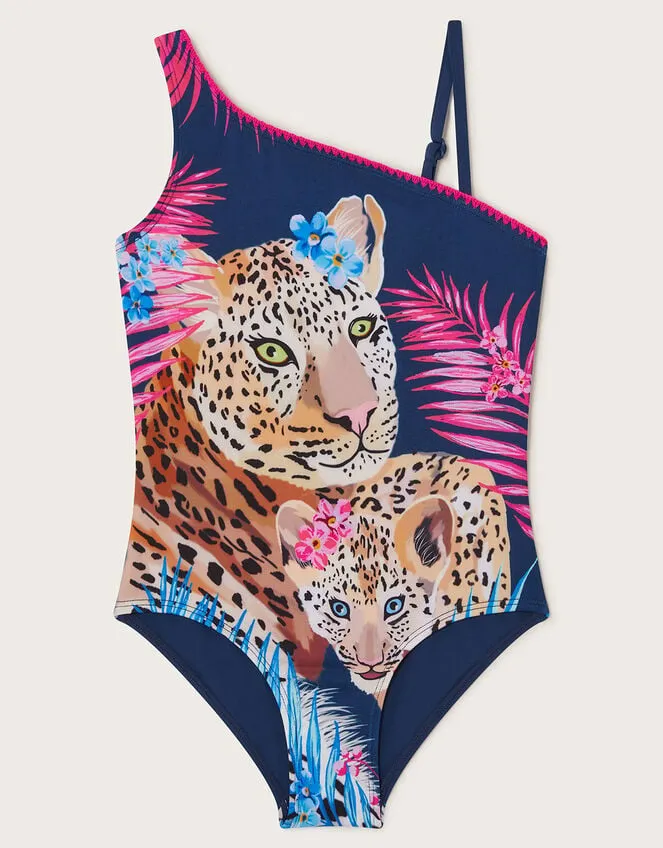Children Asymmetric Leopard Swimsuit Blue Monsoon Beachwear and Swimwear