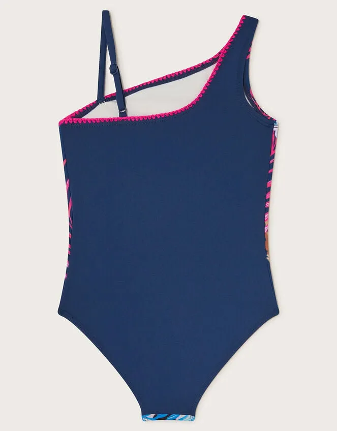 Children Asymmetric Leopard Swimsuit Blue Monsoon Beachwear and Swimwear