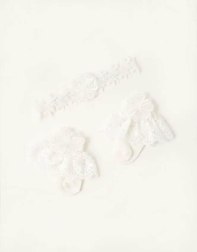 Children Baby Lace Bando And Socks Set Ivory Monsoon Partywear