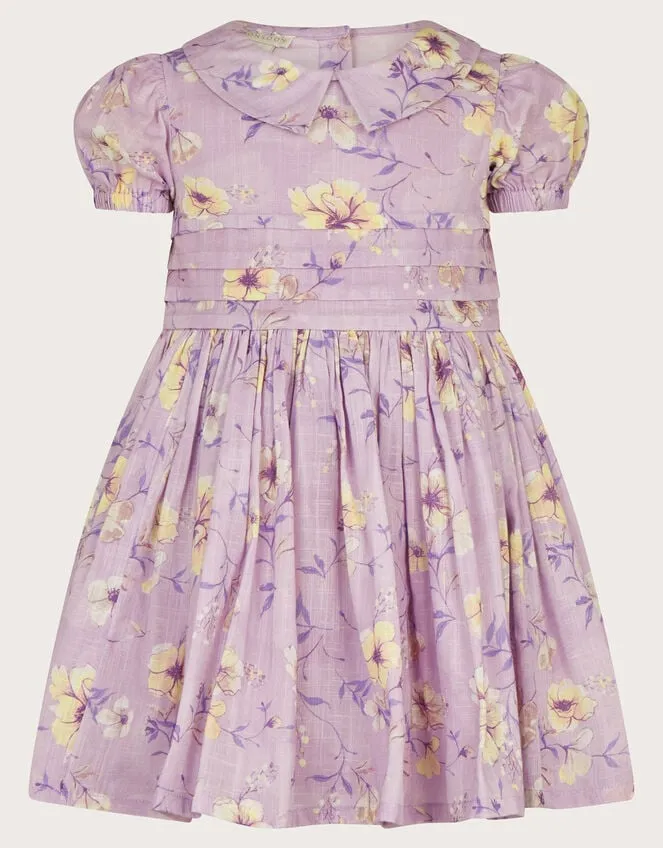 Children Baby Pintuck Floral Dress Purple Monsoon Dresses