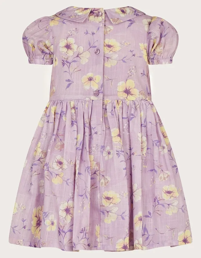 Children Baby Pintuck Floral Dress Purple Monsoon Dresses