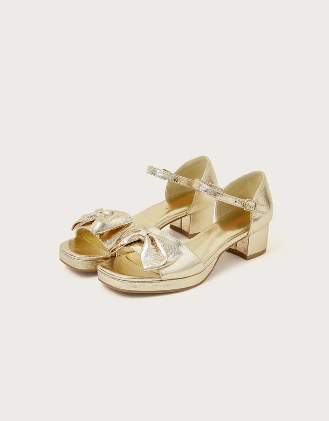 Children Bow Platform Sandals Gold Monsoon Partywear