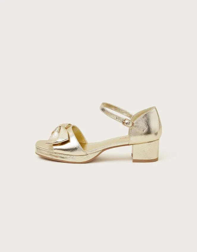 Children Bow Platform Sandals Gold Monsoon Partywear