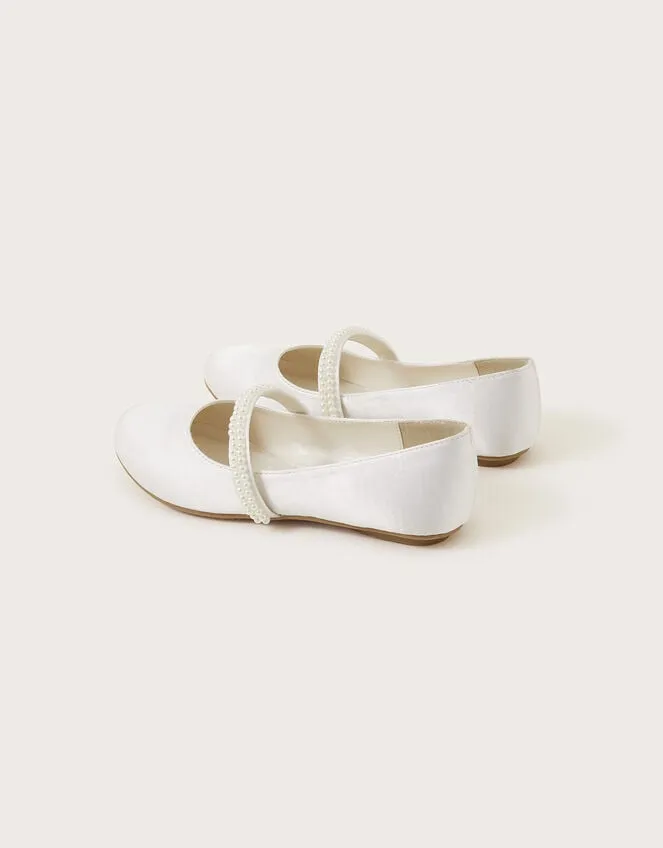 Children Communion Pearl Strap Ballerina Flats White Monsoon Partywear