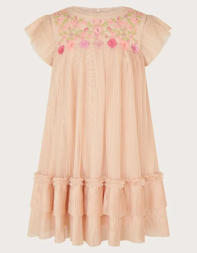 Children Embroidered Mesh Dress Pink Monsoon Dresses