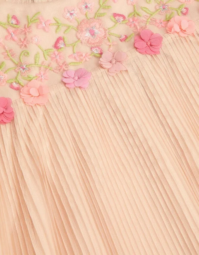 Children Embroidered Mesh Dress Pink Monsoon Dresses