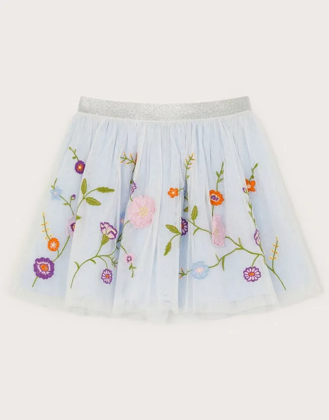 Children Embroidered Tulle Skirt Blue Monsoon Skirts