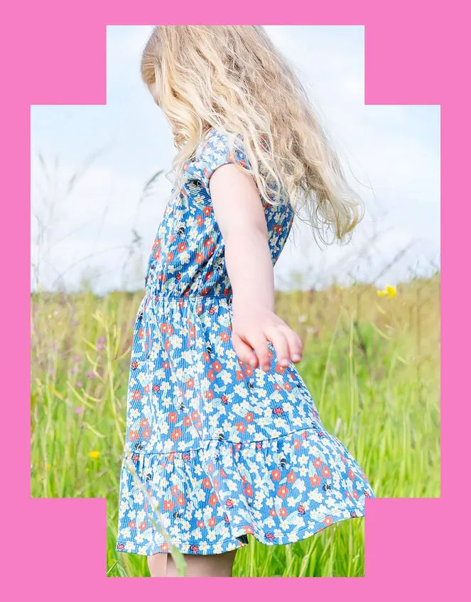 Children Frugi Floral Tiered Dress Blue Monsoon Dresses