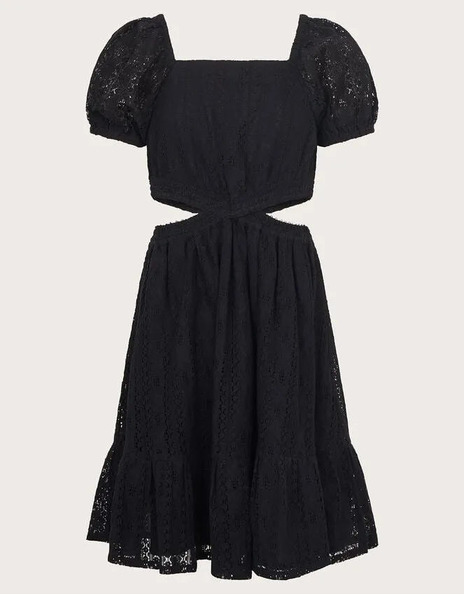 Children Lace Cut Out Dress Black Monsoon Dresses