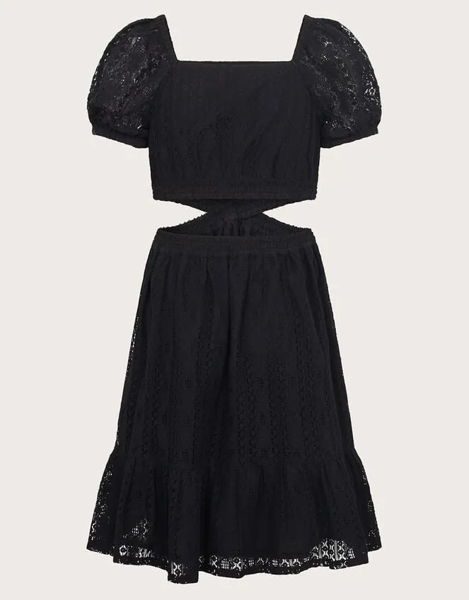 Children Lace Cut Out Dress Black Monsoon Dresses