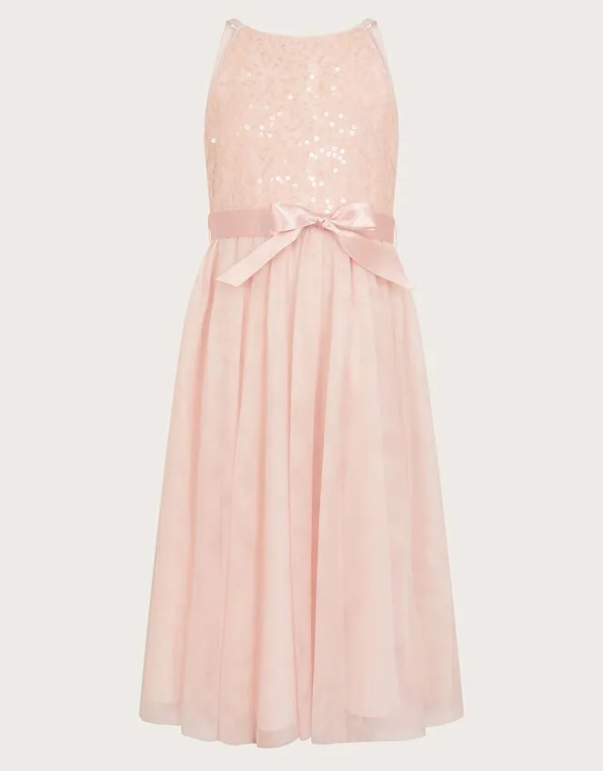 Children Lacey Sequin Truth Dress Pink Monsoon Dresses